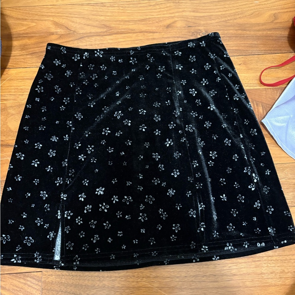 La Hearts Black Sequin A-Line Mini Skirt